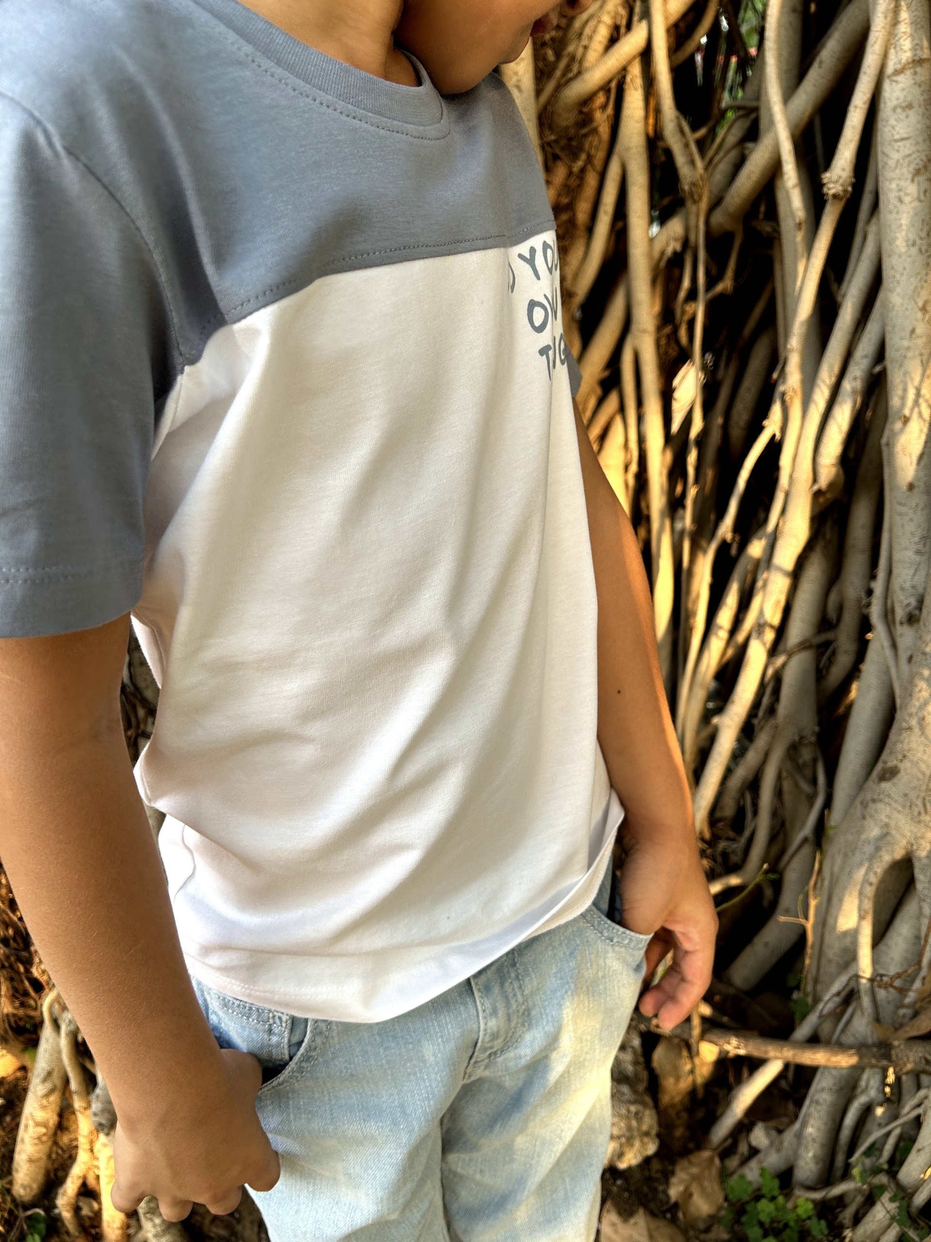 kids tshirt colourblock white and grey kids tshirt colourblock white and grey