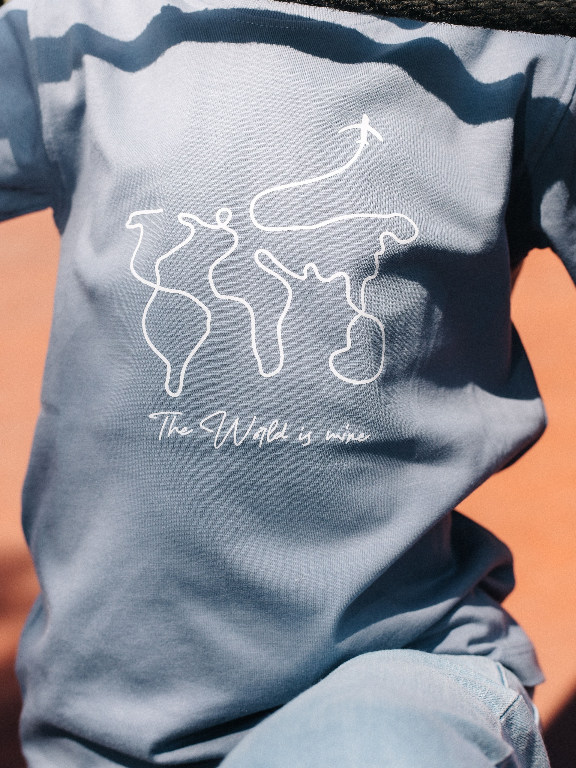 kids tshirt blue/grey world map kids tshirt blue/grey world map