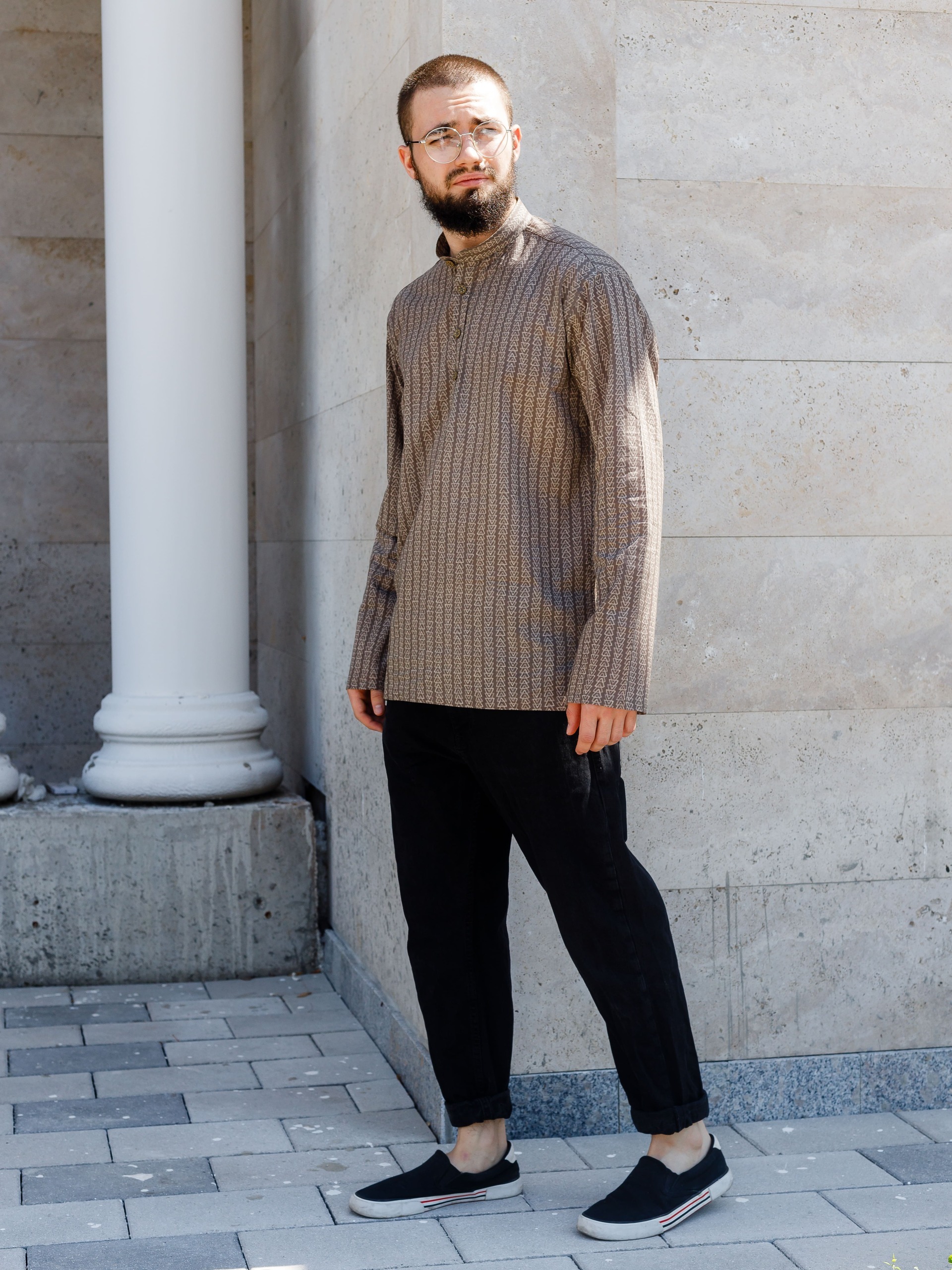 man shirt kurta brown geometric ornament man shirt kurta brown geometric ornament