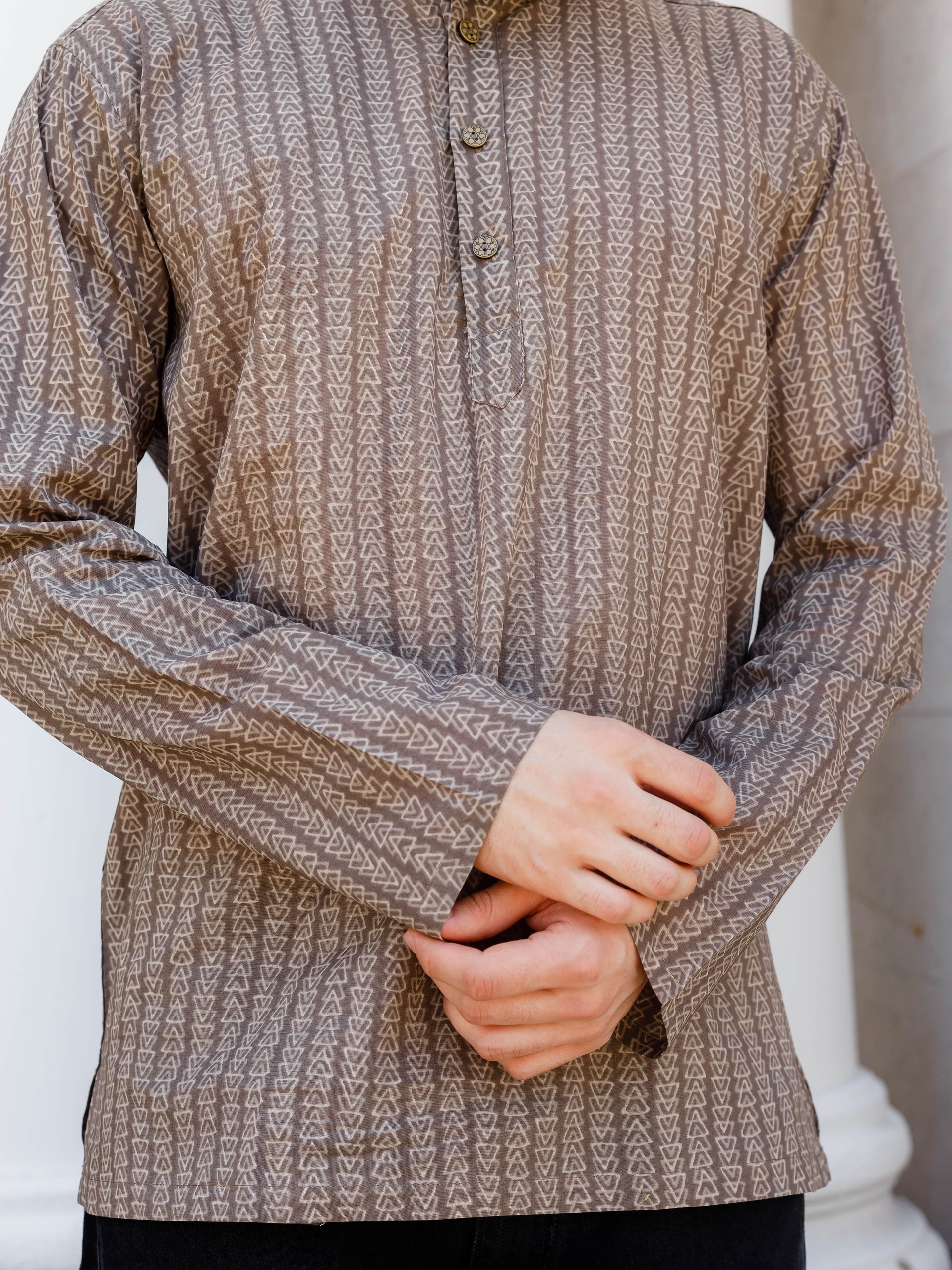 man shirt kurta brown geometric ornament man shirt kurta brown geometric ornament