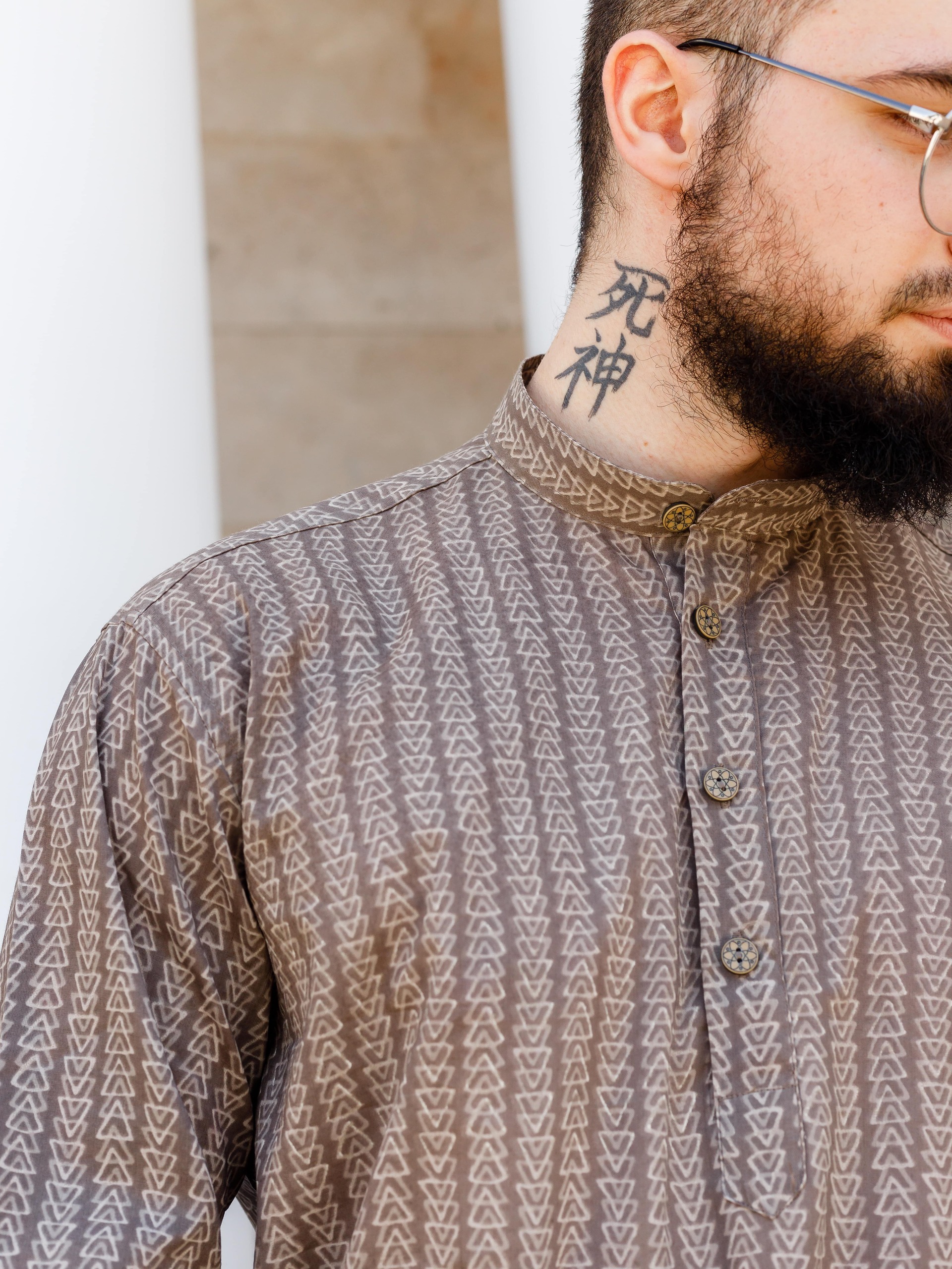 man shirt kurta brown geometric ornament man shirt kurta brown geometric ornament
