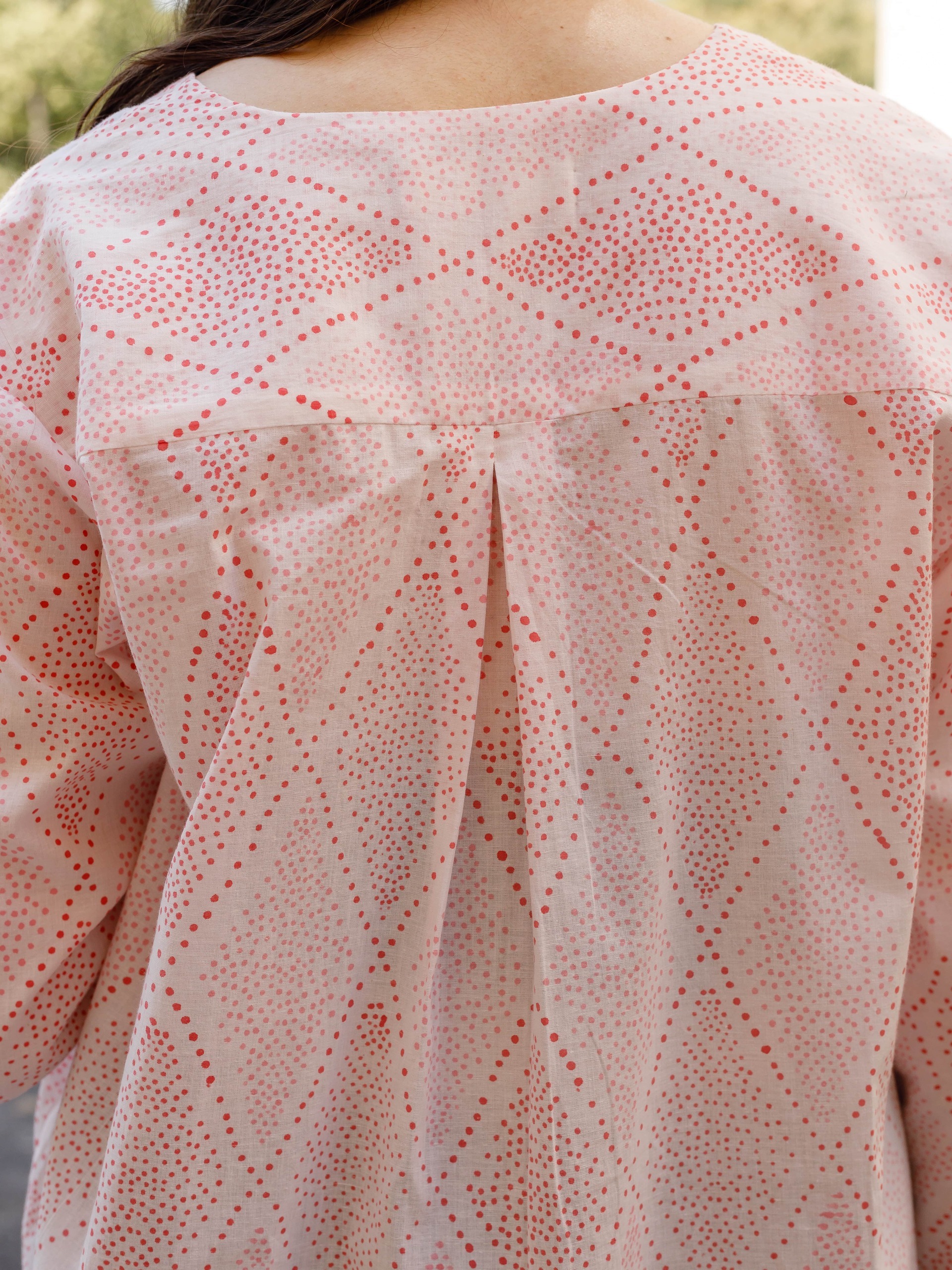woman shirt handblock pink diamond woman shirt handblock pink diamond