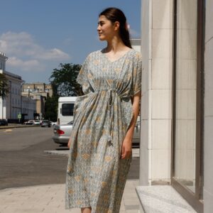 blue floral kaftan