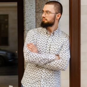 Man Shirt White Full Sleeves Candle Flower