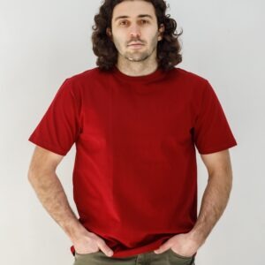 Men Basic T-shirt  Maroon Round Neck