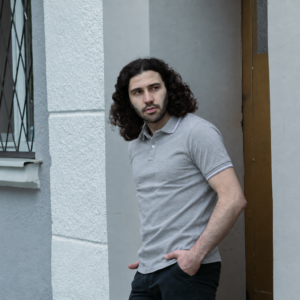 mens light melange grey polo